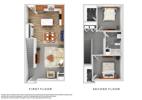 Floor plan for 2 beds, 1 bath, 1080 sqft